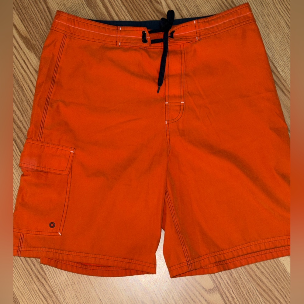 Roundtree & Yorke Orange Cargo Shorts Size 34 Mens Drawstring Casual‎ Summer
